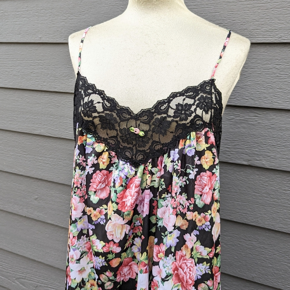 FLORAL vintage NIGHTGOWN and ROBE set L Xl - Picture 2 of 14
